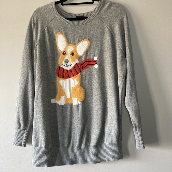 Torrid Corgi Gray Sweater Size Doggie 